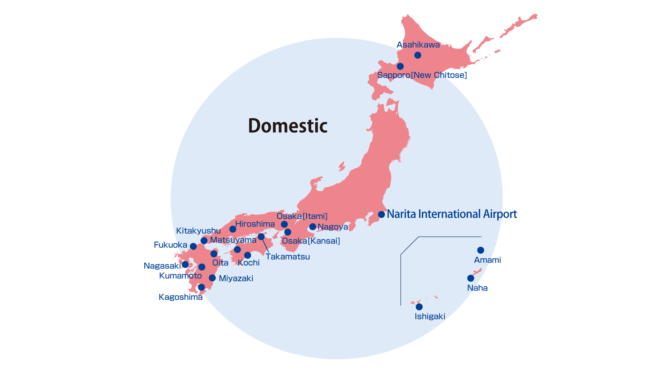 Domestic flight destination city image map