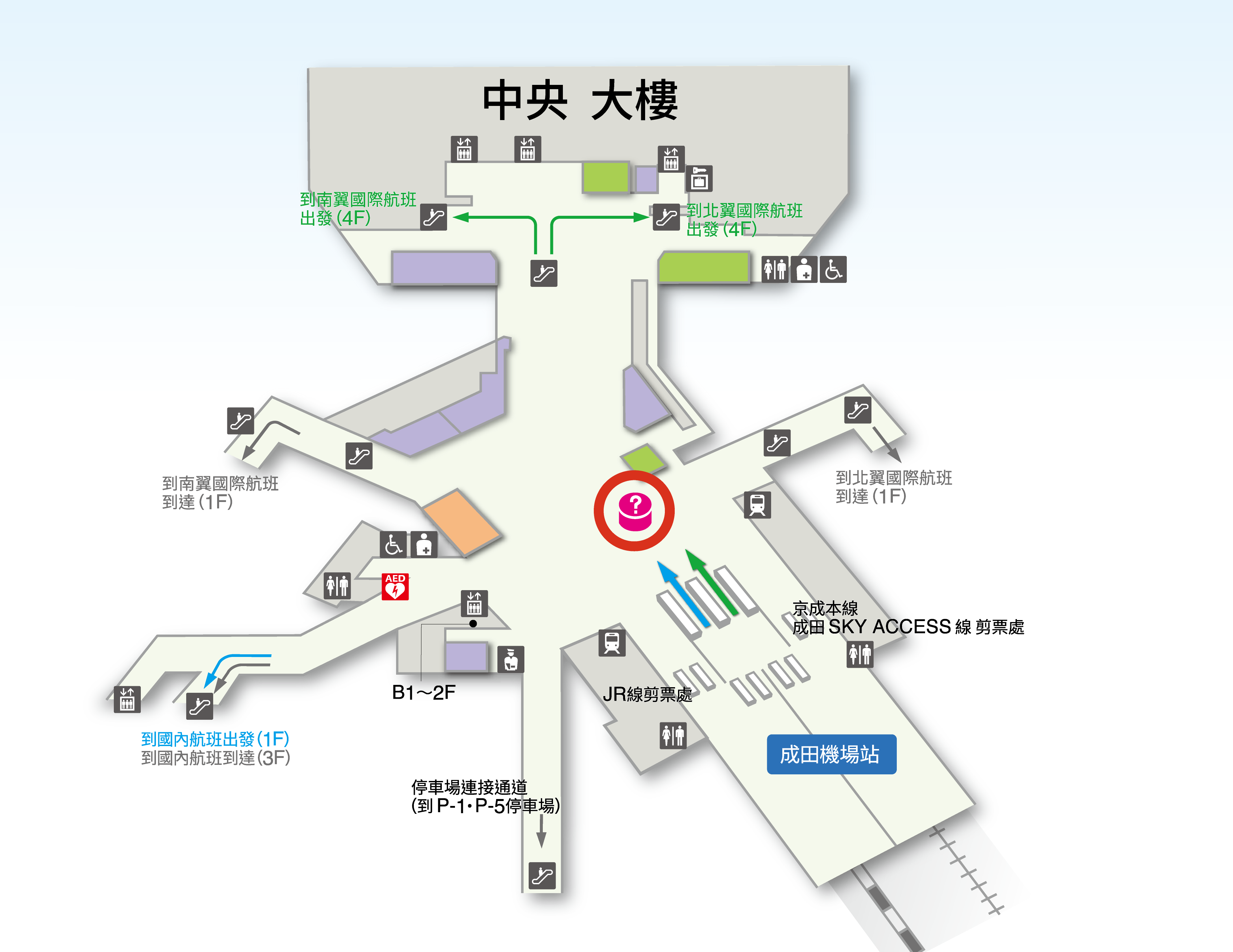 第1候機樓 B1F 鐵路車站 樓層地圖圖示