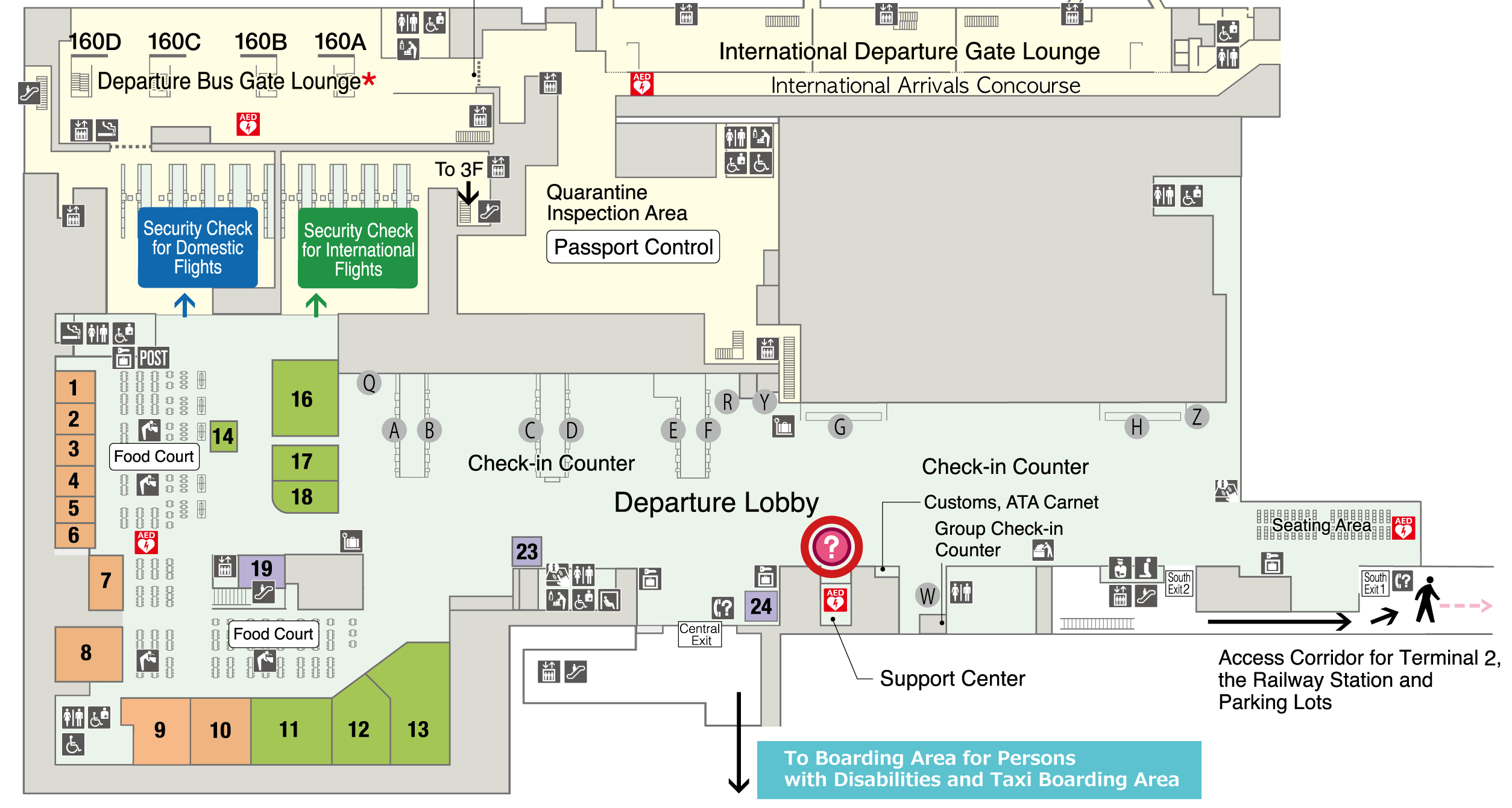 Terminal 3 2F Departure Lobby & Arrival Lobby Floor Map diagram