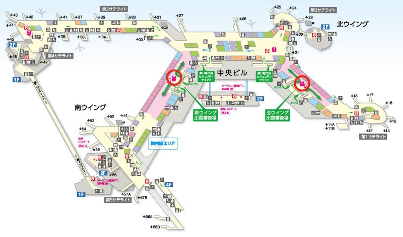 第1ターミナル3F（出国手続き後エリア）フロアマップ図