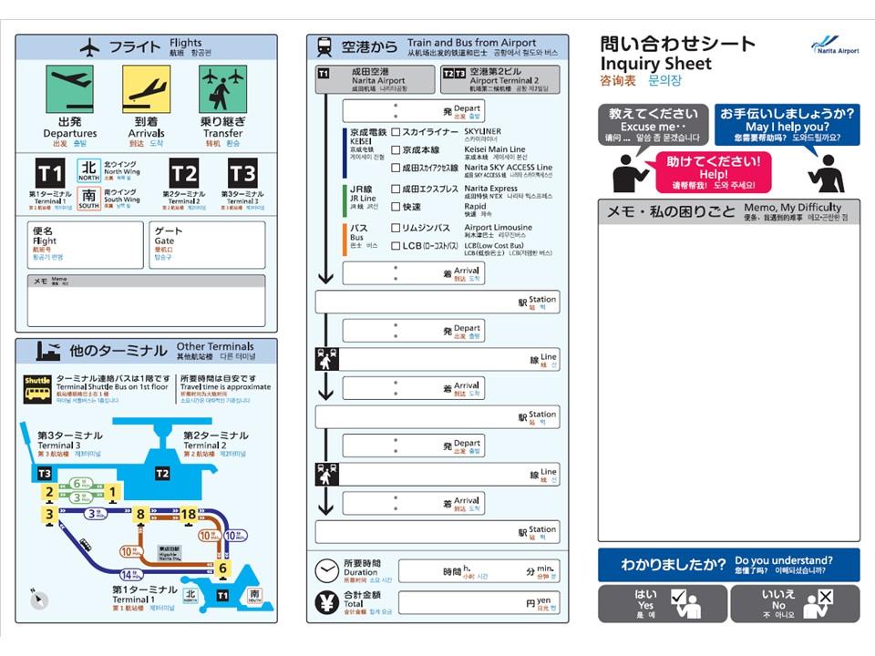 お問い合わせシート（表）のイメージ写真