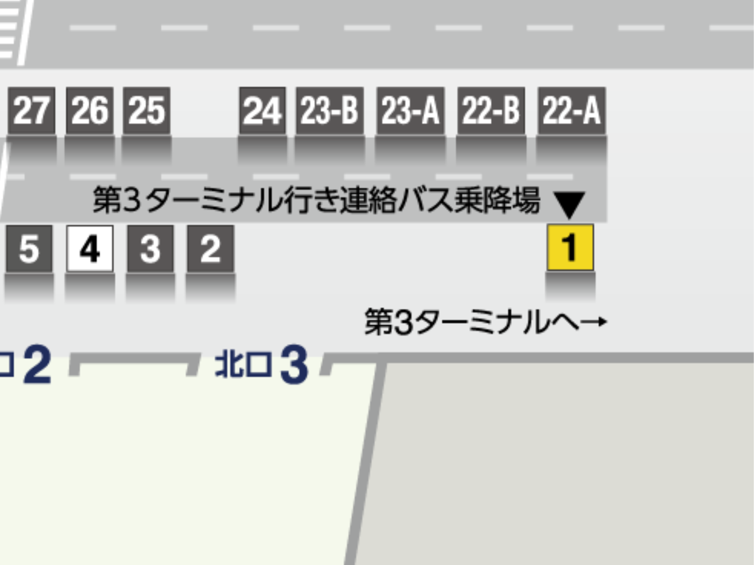 第2ターミナル 連絡バス乗降場の案内図