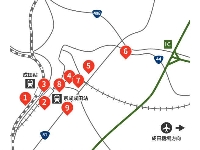 成田站週邊酒店地圖