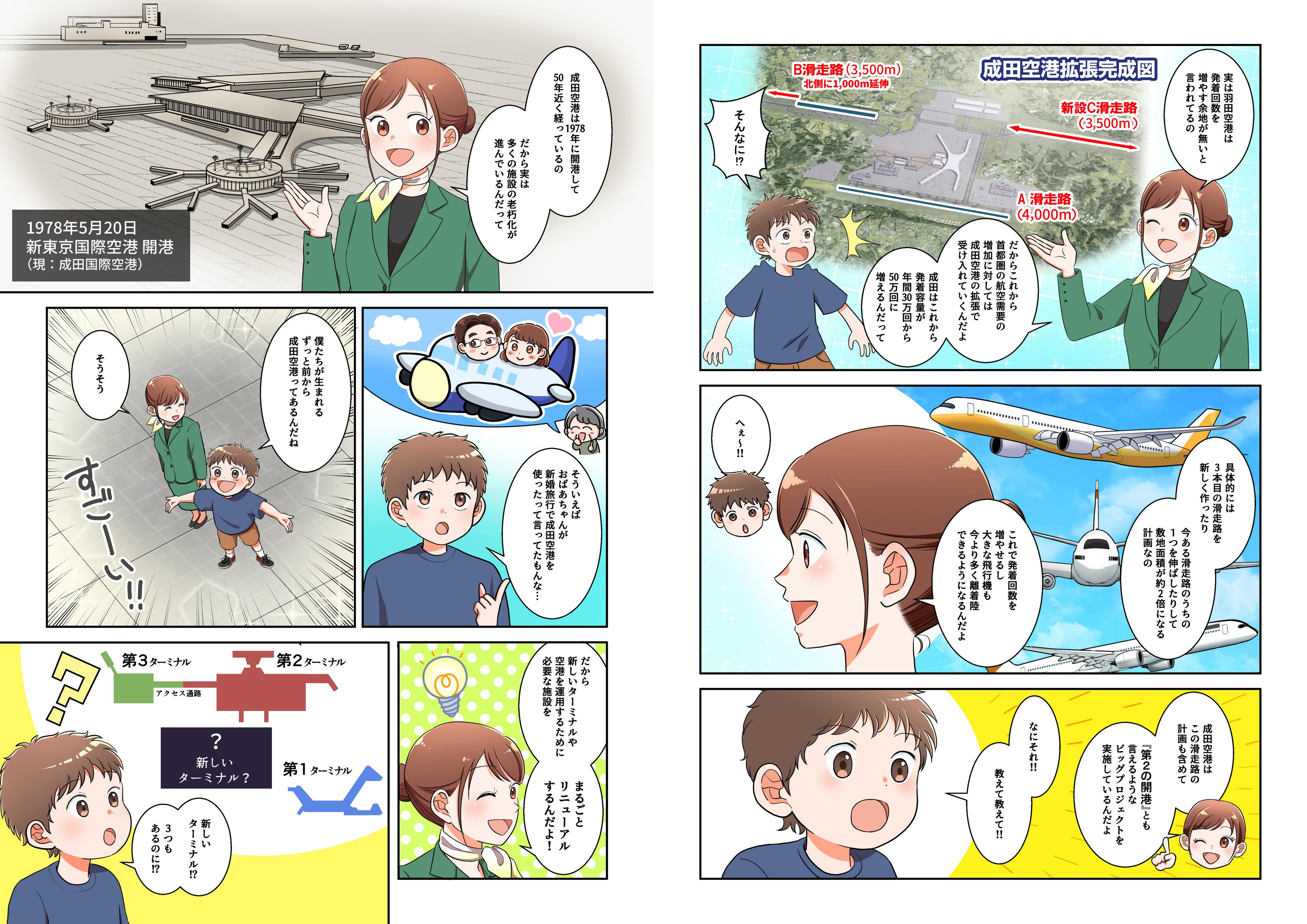 マンガ「成田空港で始まる！ビッグプロジェクト」P3,4