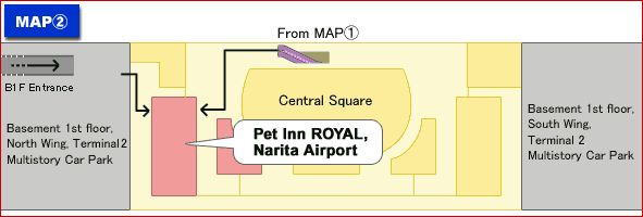 Pet hotel guide map (route from underground floor 1)