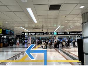 Photos of the ticket gate and an arrow