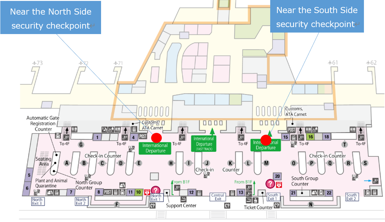 [Terminal 2] This is a guide map of the departure lobby on the 3rd floor.