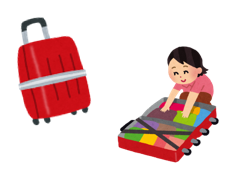 Illustration of packing luggage in a suitcase
