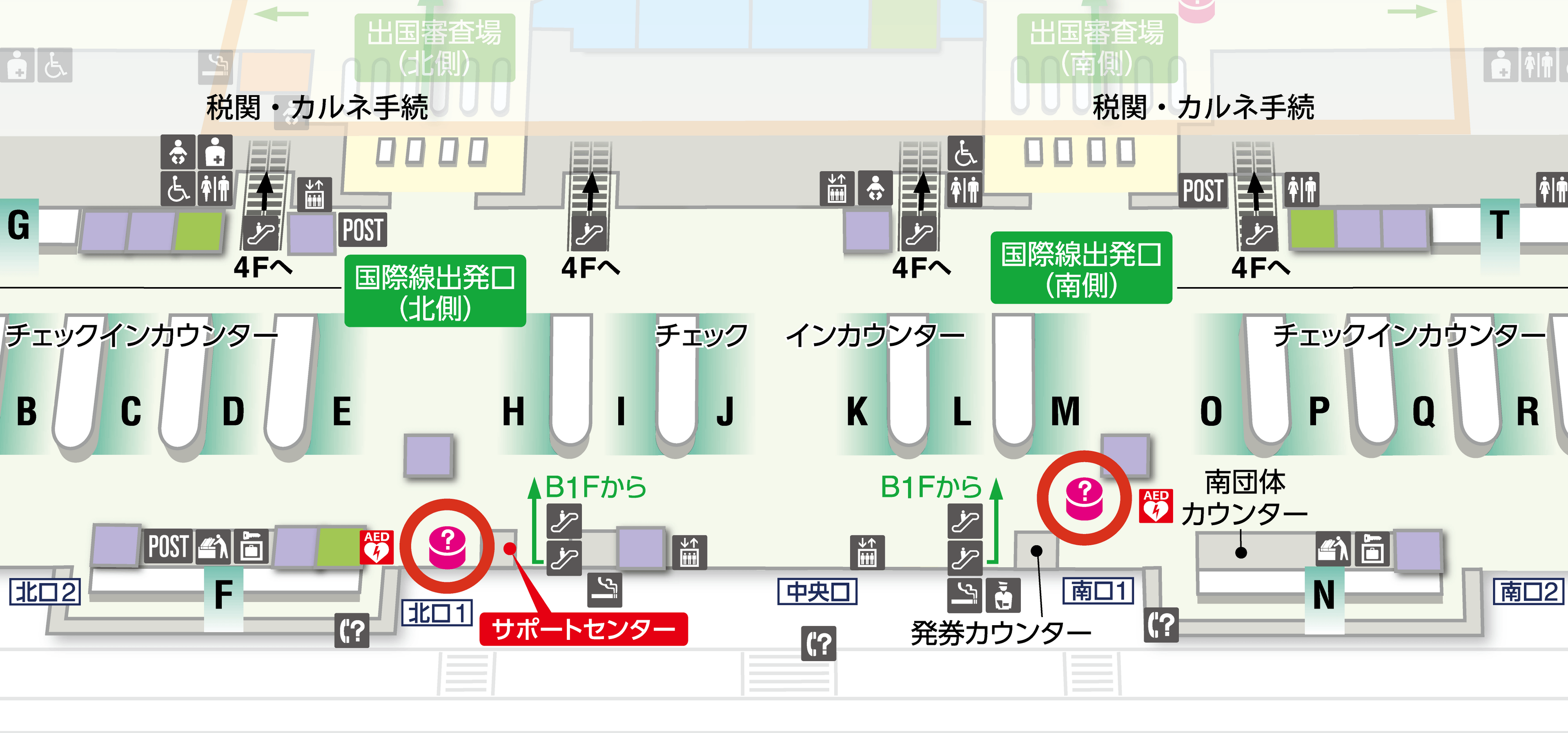 第2ターミナル3F（国際線出発ロビー）フロアマップの図