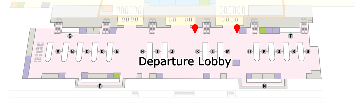 Guidemap for theTerminal 2, 3rd floor departure lobby