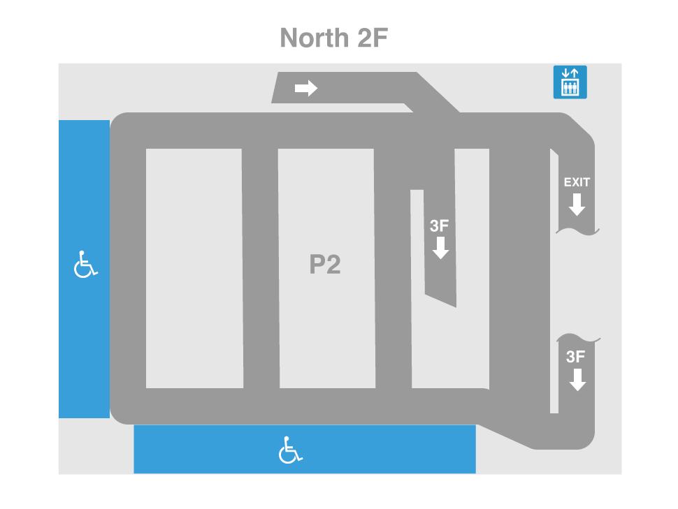 P-2專用停車場導覽圖（北二樓）