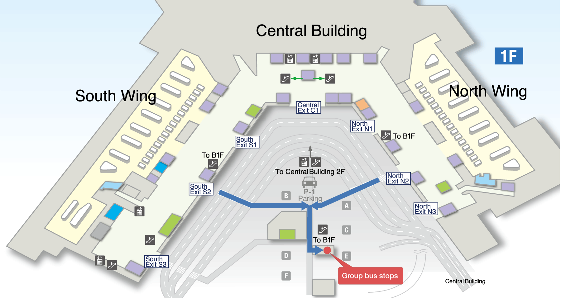 Group Exclusive Boarding Area Map: T1