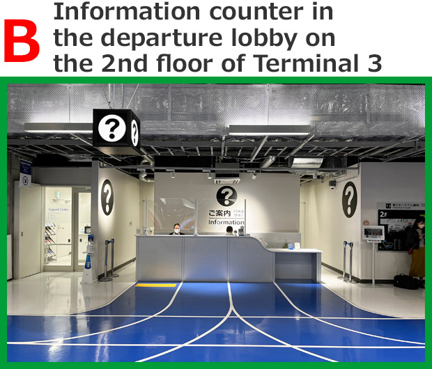 Information counter in the departure lobby on the 2nd floor of Terminal 3