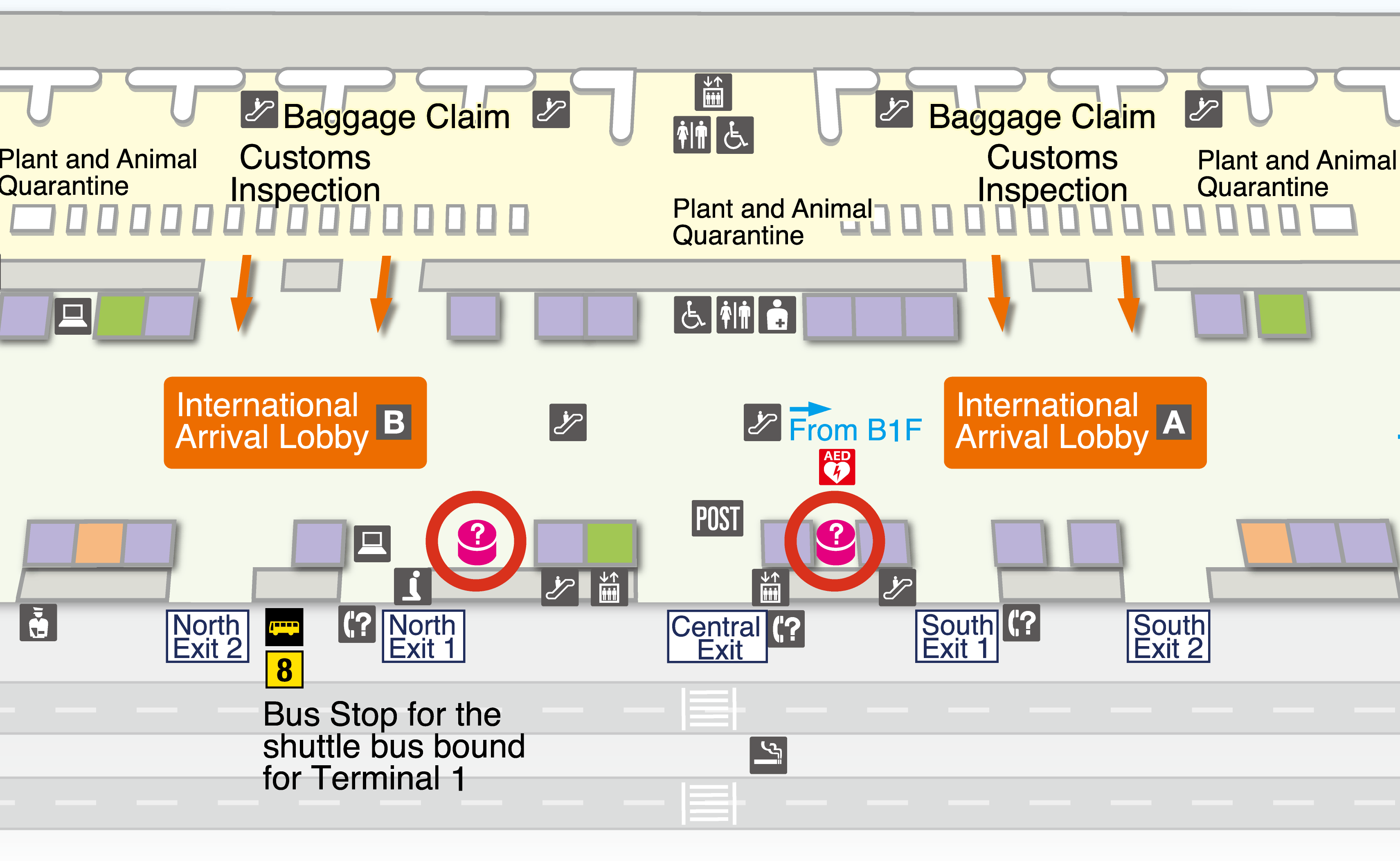 Terminal 2 1F International Arrival Lobby Floor Map diagram