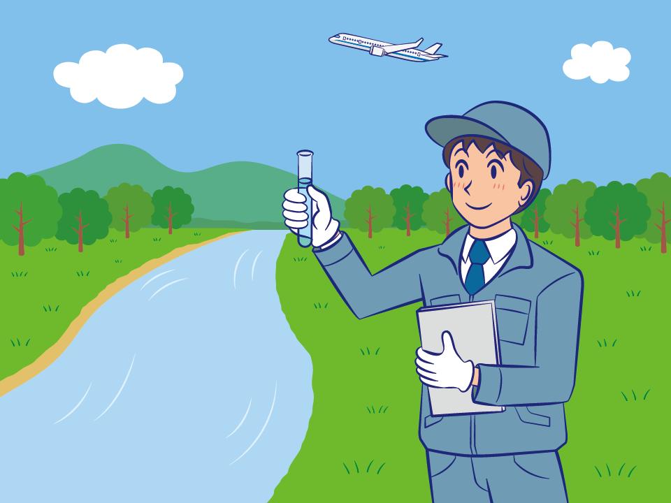 水質を測定する人のイラスト