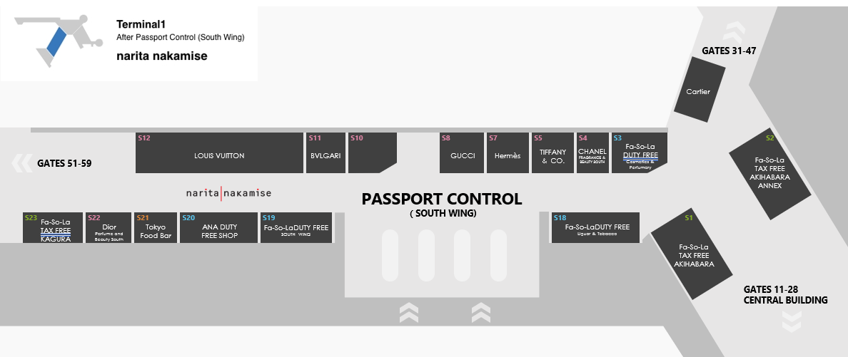 T1 Airside international flights Shopping Area Information NARITA INTERNATIONAL AIRPORT