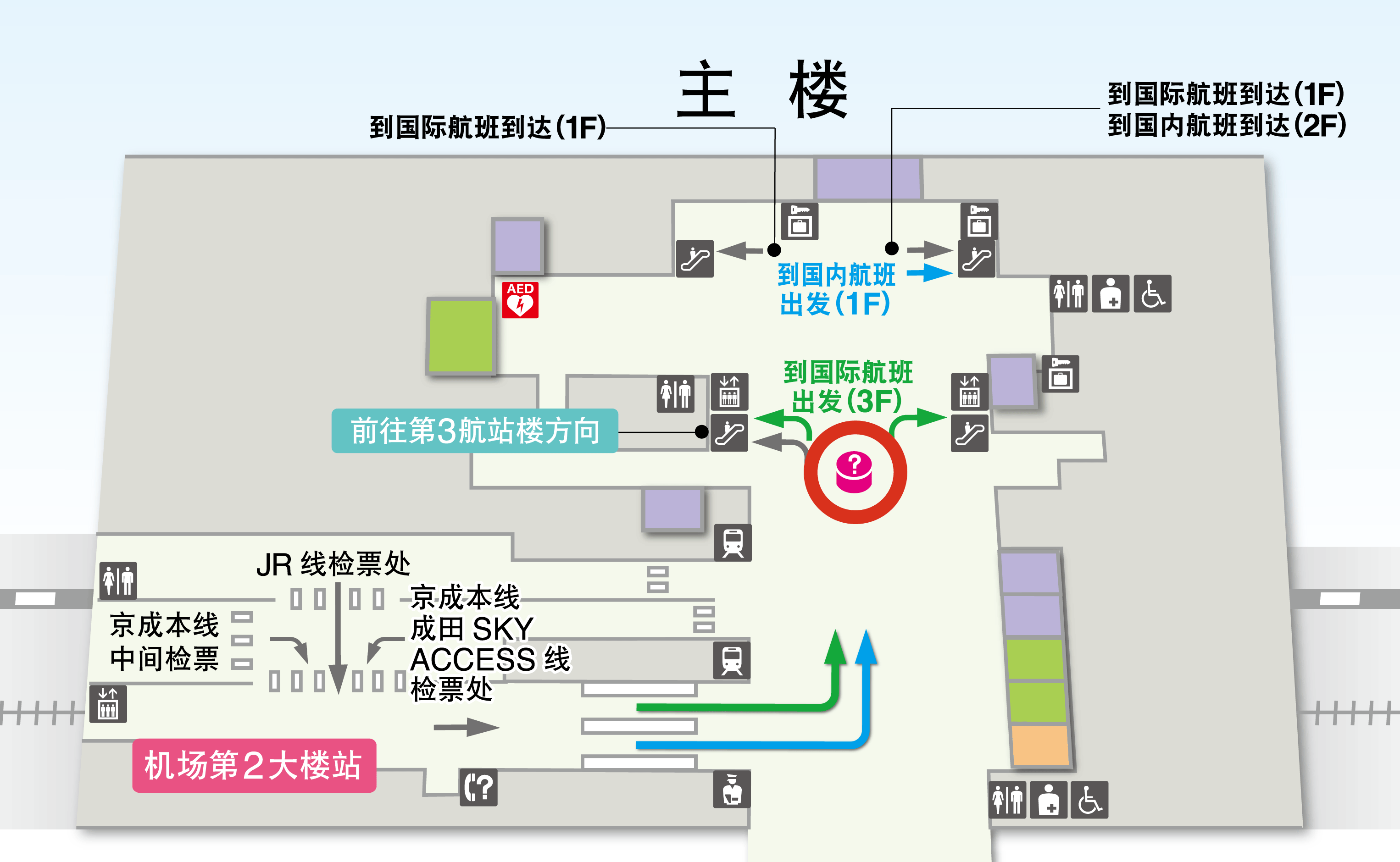 第2航站楼 地下1楼 铁路车站  楼层地图图示
